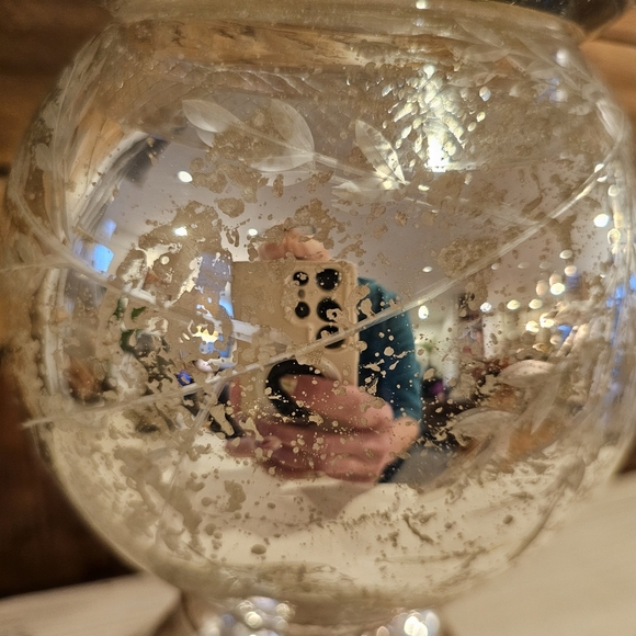 Large 10" Etched "Mercury Glass" Pillar Candle Holder/Display Pedestal - Picture 6 of 9